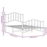 Metal Bed Frame without Mattress with Footboard Black 100x190cm 373801