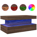 ZNTS Coffee Table with LED Lights Brown Oak 90x50x40 cm 839853