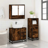 3 Piece Bathroom Furniture Set Smoked Oak Engineered Wood 3301047