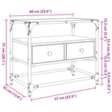 TV Cabinet with Glass Top Smoked Oak 60x35x51 cm Engineered Wood 846056
