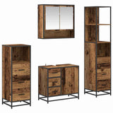 Bathroom Furniture Set with Door 4 pcs Old Wood Engineered Wood 3402497