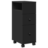 Narrow Bathroom Cabinet with Wheels Black Engineered Wood 855233