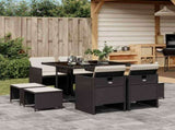 Garden Dining Set Black Poly Rattan Large Foldable 3210594