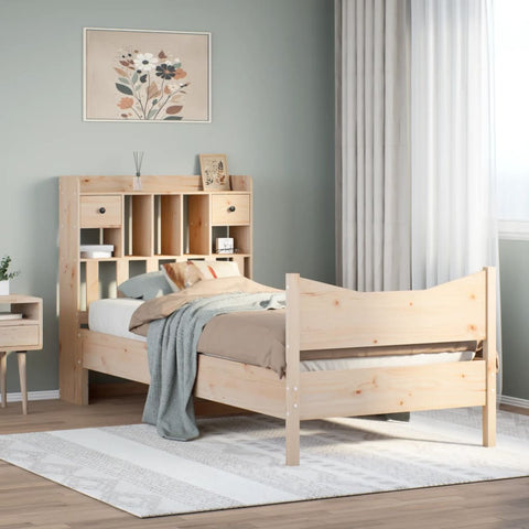 ZNTS Bed Frame without Mattress 75x190 cm Small Single Solid Wood Pine 3323401