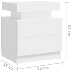 ZNTS Bedside Cabinet White 45x35x52 cm Engineered Wood 326849