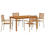 Garden Dining Set 5 pcs Beige Solid Acacia Wood 3365519