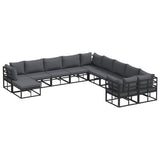 Garden Sofa Set 11 pcs Black Aluminium 3378940