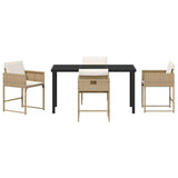 Garden Dining Set with Cushion 5 pcs Beige Poly Rattan 3380021