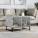 Coffee Table with Glass Doors Concrete Grey 68.5x50x50 cm 836542