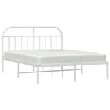 Bed Frame White Powder-Coated Steel Double Bed Frame 353689