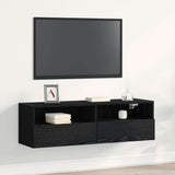 TV Wall Cabinet 100 x 30 x 30 cm Black Oak Engineered Wood 862192