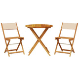 Bistro Set Beige Solid Acacia wood Small Foldable Bistro Set 3281847