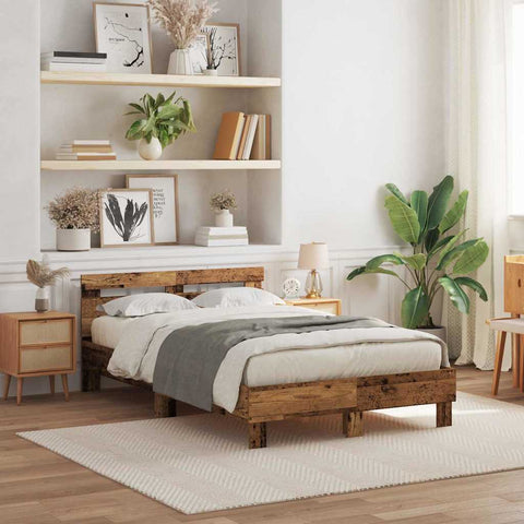 Bed Frame with Headboard Old wood 120 x 200 cm Engineered wood 3333948