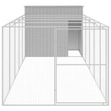 Dog House with Run Light Grey 214x661x181 cm Galvanised Steel 3189127