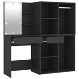 LED Dressing Table with Cabinets Black Engineered Wood 3082027
