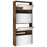 Shoe Cabinet with Mirror 4-Layer Smoked Oak 63x17x134 cm 3228277