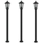 ZNTS Outdoor Floor Lamps 3pcs Black 120 cm Stainless Steel 4006388