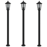 ZNTS Outdoor Floor Lamps 3pcs Black 120 cm Stainless Steel 4006388