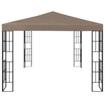 ZNTS Gazebo with LED String Lights 4x3 m Taupe 3070325