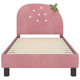 Children's Bed Frame with Headboard Pink 80 x 160 cm Velvet 42011065