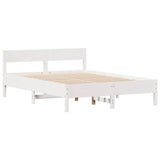 Bed Frame without Mattress White 150x200 cm King Size Solid Wood Pine 3301747