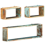 ZNTS 3 Piece Wall Cube Shelf Set Soild Reclaimed Wood 285845