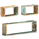 3 Piece Wall Cube Shelf Set Soild Reclaimed Wood 285845