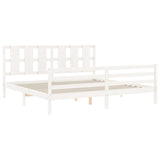 Bed Frame without Mattress White 200x200 cm Solid Wood 3194137
