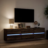 TV Wall Cabinet with LED Brown Oak 180x31x45 cm 3307939