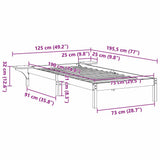 Bed Frame Natural 75 x 190 cm Solid Pine Wood 873214
