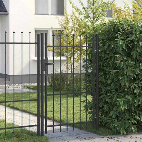 Fence Gate Grey 100 x 150 cm Powder coated steel 42008881