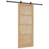 Sliding Door Natural and Black 86 x 211 cm Solid Pine Wood 3333372