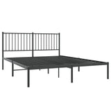 Metal Bed Frame without Mattress with Headboard Black 160x200cm 350867