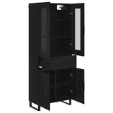 Highboard with Drawer 2 pcs Black Oak Engineered Wood and Glass 3416089