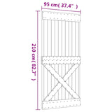 Sliding Door Natural and White 95 x 210 cm Solid Pine Wood 3445042