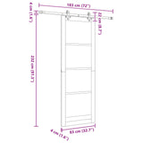 Sliding Door White and Black 83 x 232 cm Solid Pine Wood 3445509