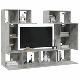 6 Piece TV Cabinet Set Concrete Grey Engineered Wood 3079118