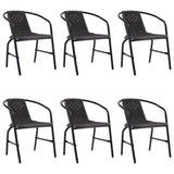 Garden Chair Set of 6 Black Plastic rattan, steel Standard 3107704