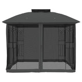 Gazebo with Double Roof and Mesh Walls Anthracite 2.94x2.94 m Steel 368455