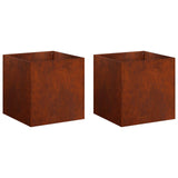 Garden Planter 2 pcs Rusty 45 x 45 x 45 cm Weathering Steel 8004979