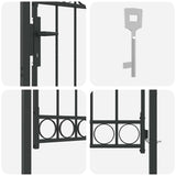 Fence Gate ASSEN 100 x 125 cm Powder-Coated Steel Grey Lockable 42008926
