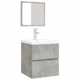 Bathroom Sink Cabinet with Basin and Mirror Concrete Grey 3114174
