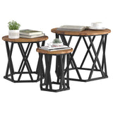 Nesting Side Table 3 pcs Old Wood Engineered Wood and Steel 868259