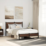 Metal Bed Frame without Mattress Brown Oak 120x190 cm Small Double 4007937