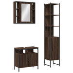 ZNTS 3 Piece Bathroom Cabinet Set Brown Oak Engineered Wood 3214739