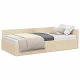 Corner Bed Frame with Headboard Cream 80 cm x 200 cm Velvet 42016033