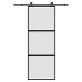 Sliding Door with Hardware Set 76x205 cm Tempered Glass&Aluminium 3332935
