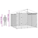 Outdoor Dog Kennel with Roof Silver 3x3x2,5 m Galvanised Steel 3190486