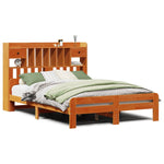 ZNTS Bookcase Bed without Mattress Wax Brown 140x190cm Solid Wood Pine 3308896