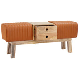 Bench 110 x 30 x 45 cm Real Leather Brown 42042120
